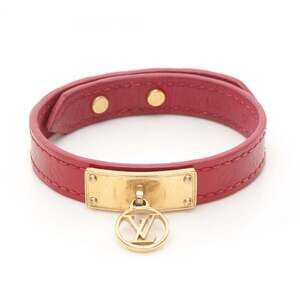 LOUIS VUITTON Red Monogram Leather Charm Bracelet